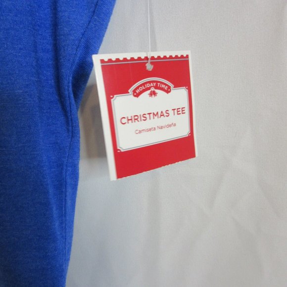 Holiday Time Let it Snow Snowman Blue Short Sleeve T Shirt Joy Cheer Size Medium - Picture 4 of 6